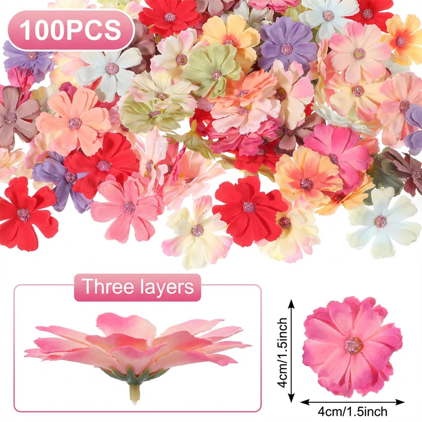 100 Pcs Fake Flower Heads Spring Assorted Small Flower Decorative Artificial …