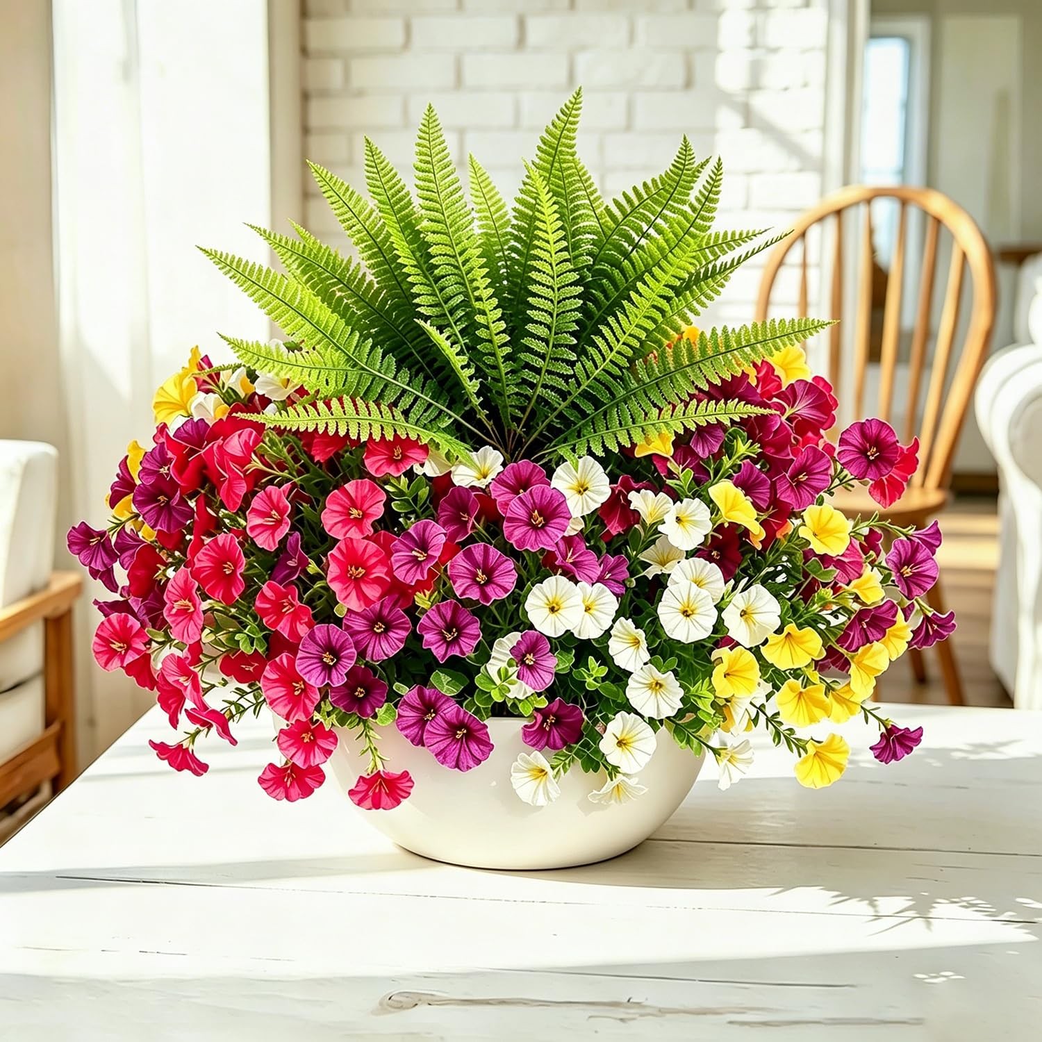 Artificial Flowers for Outdoors Fake Plants Decoration, 12 Bundles Silk Morni…