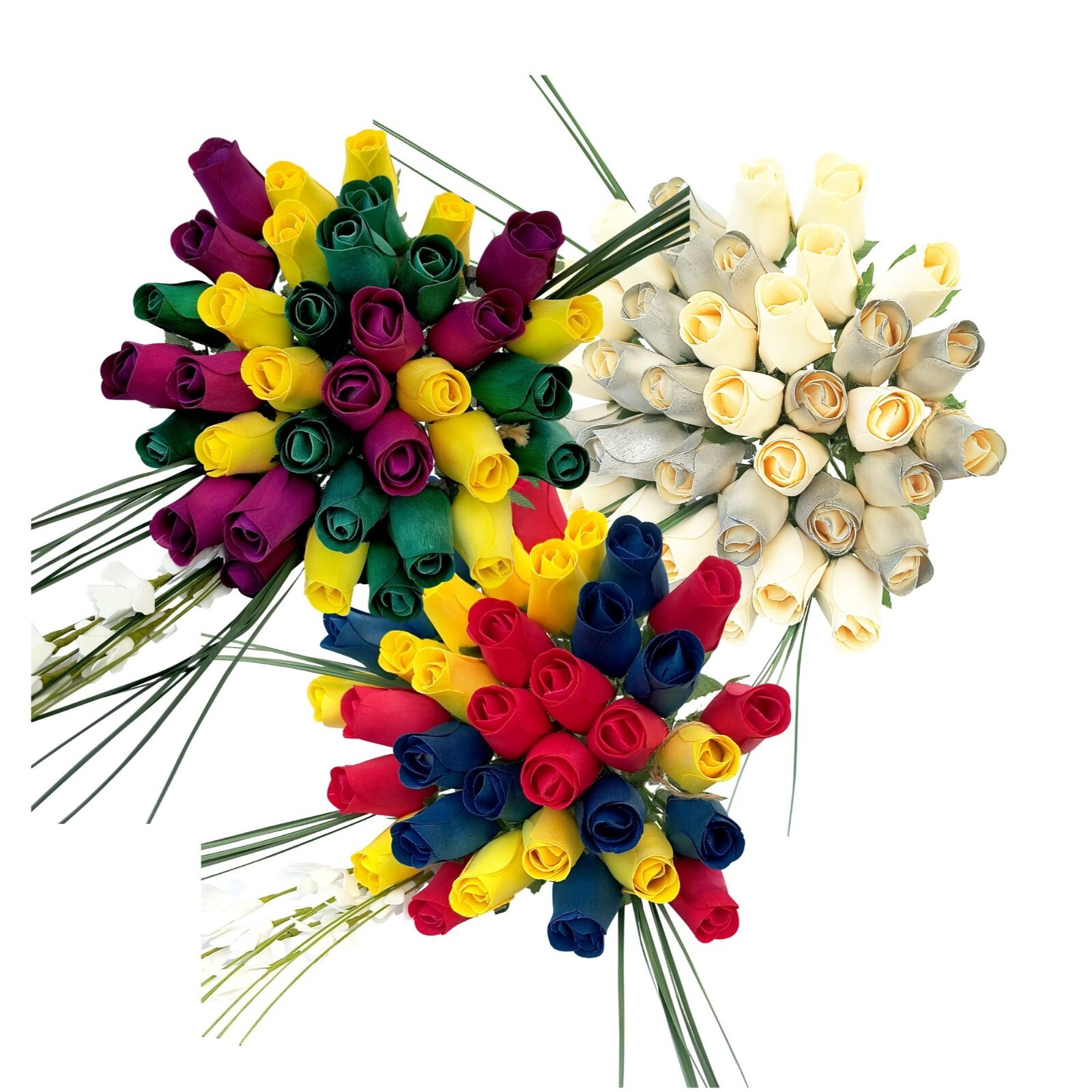 Mardi Gras Flower Bouquet. The Original Wooden Rose 1, 2, 3 Dozen