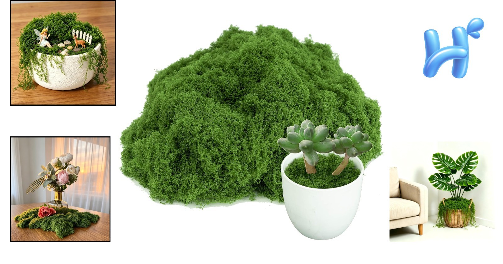 Realistic Artificial Moss for Indoor/Outdoor Crafts – 3.5oz Decorative Pack