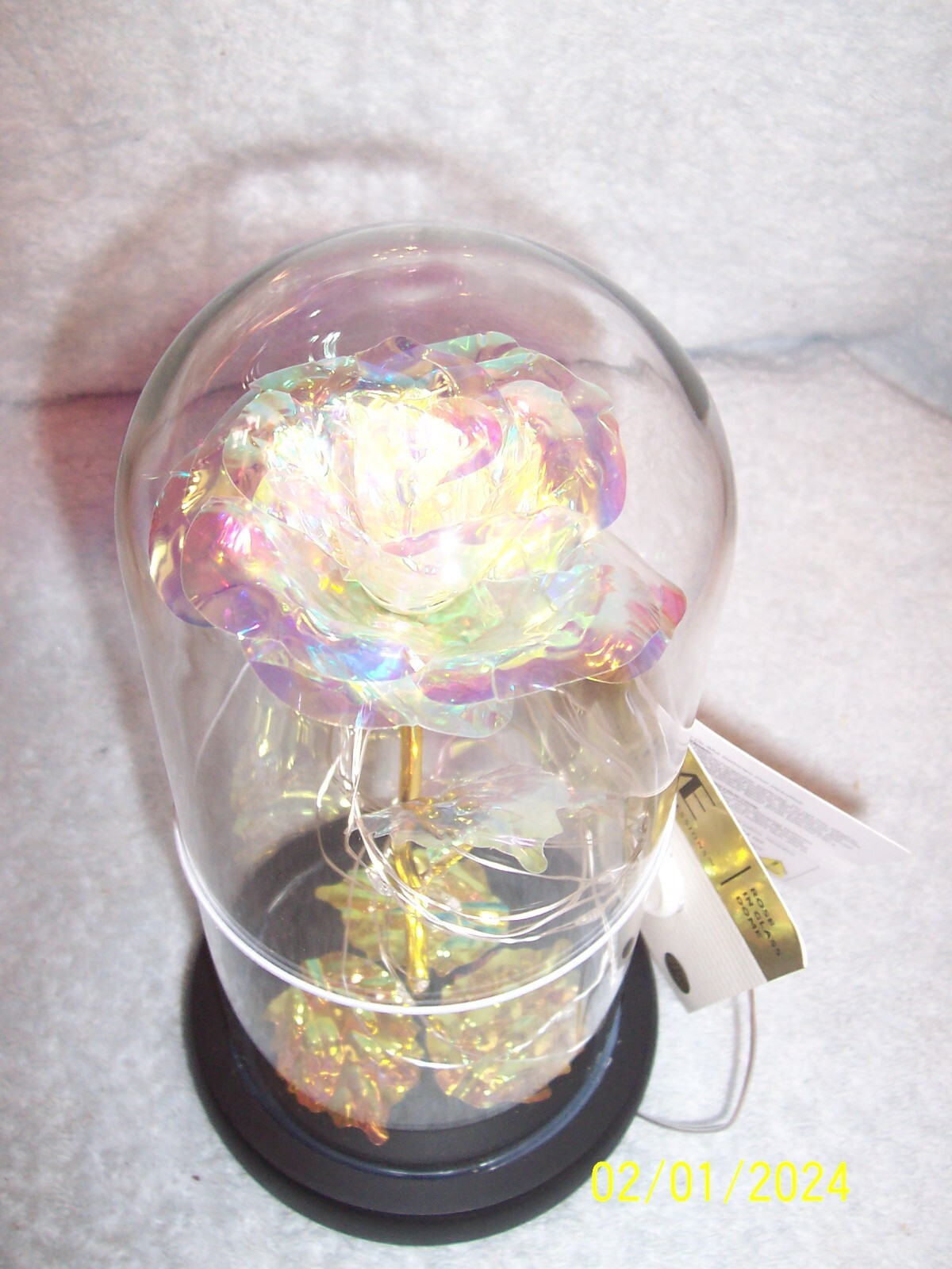 Decorative Dome Roses 1 Pink & 1 Clear Lights Up Blinks & Changes Color See Pics