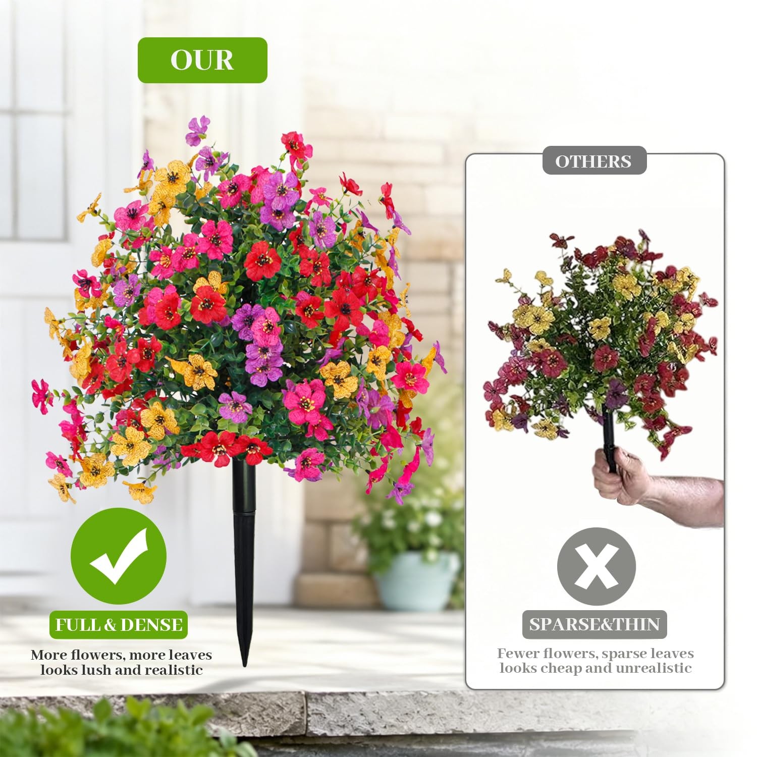 Wsinidier 22’’ Outdoor Artificial Flowers Topiary Ball,2 Set of UV-Resistant …