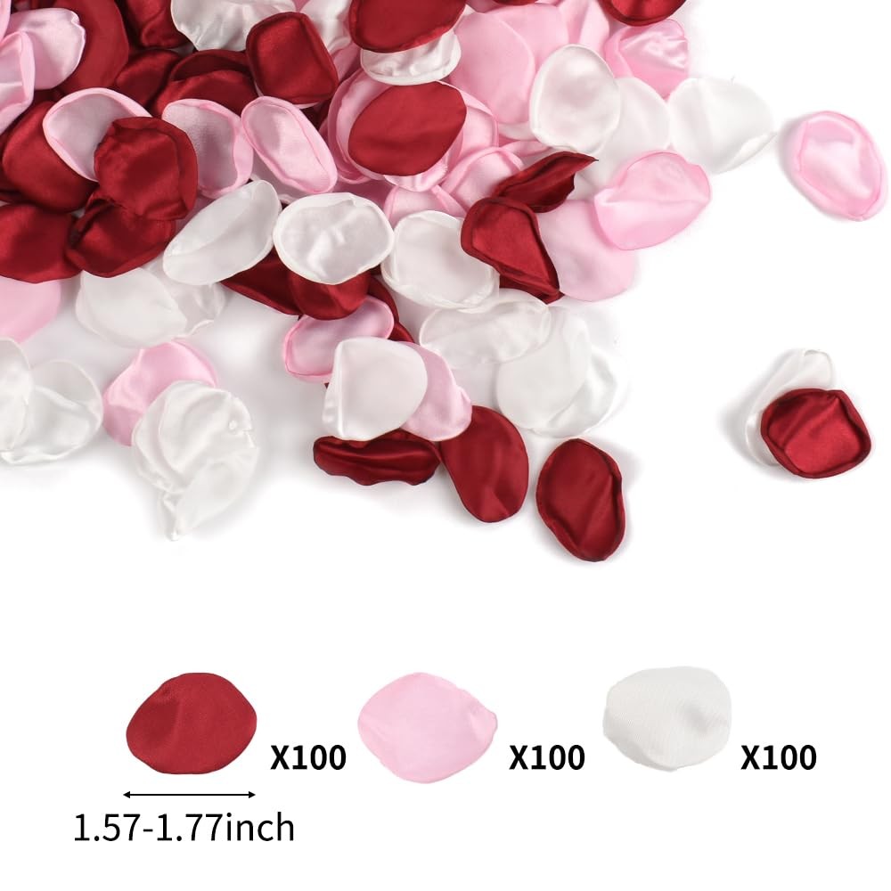 Artificial Silk Rose Petals, Romantic Decor, Red, Pink and White, 1.57-1.77 I…