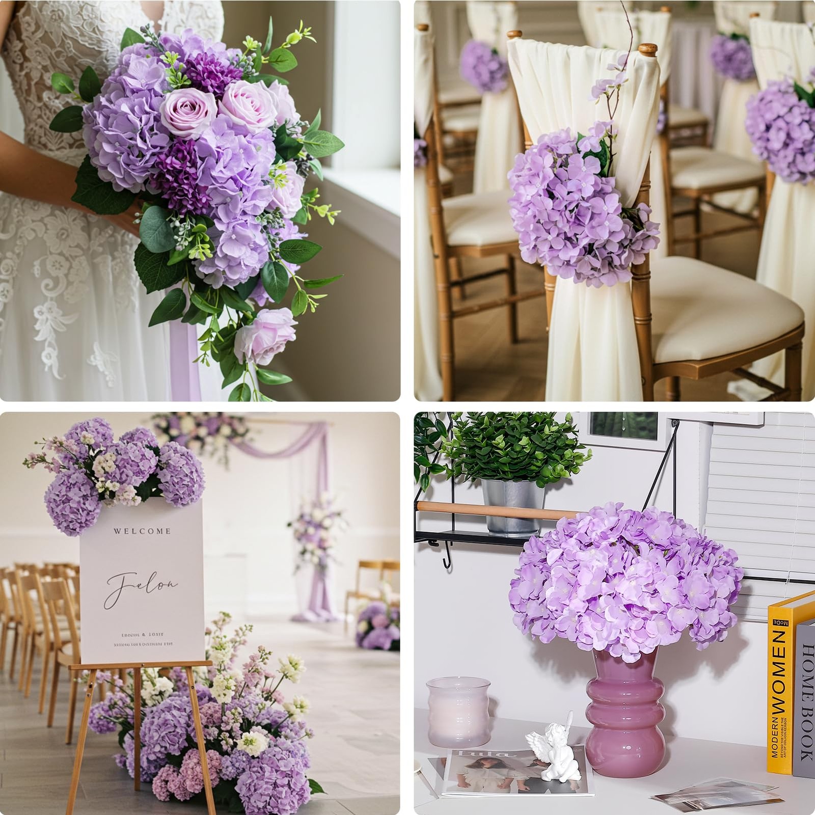 Auihiay Purple Hydrangea Bulk 204Pcs