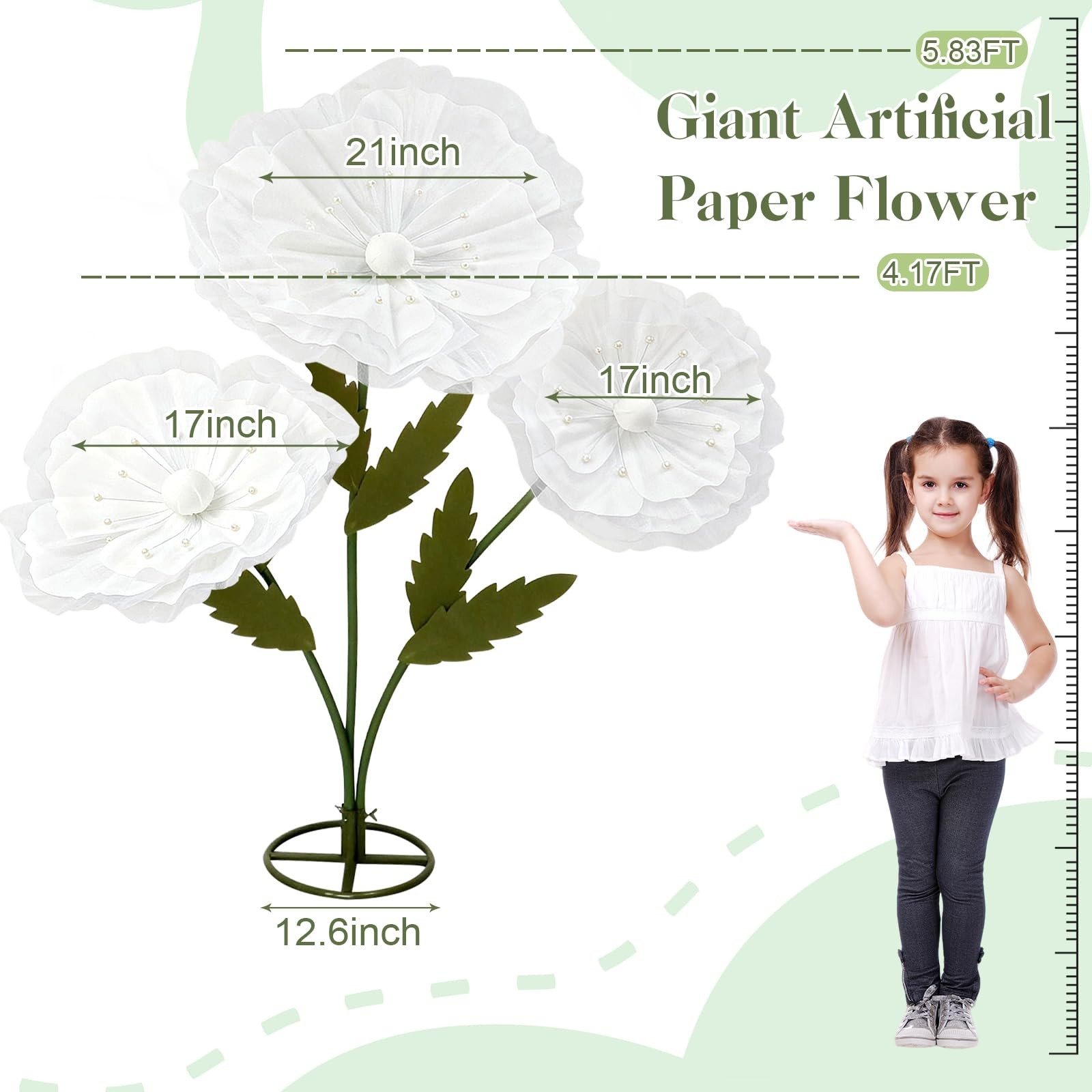 3PCS Giant Flowers for Decoration, 5.9Ft Large Artificial Silk and Foam Flowe…