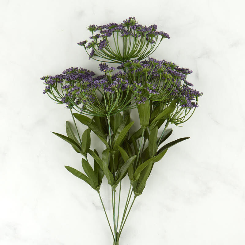 Lot of 2 Purple Artificial Queen Anne’s Lace 19″ Floral Bushes