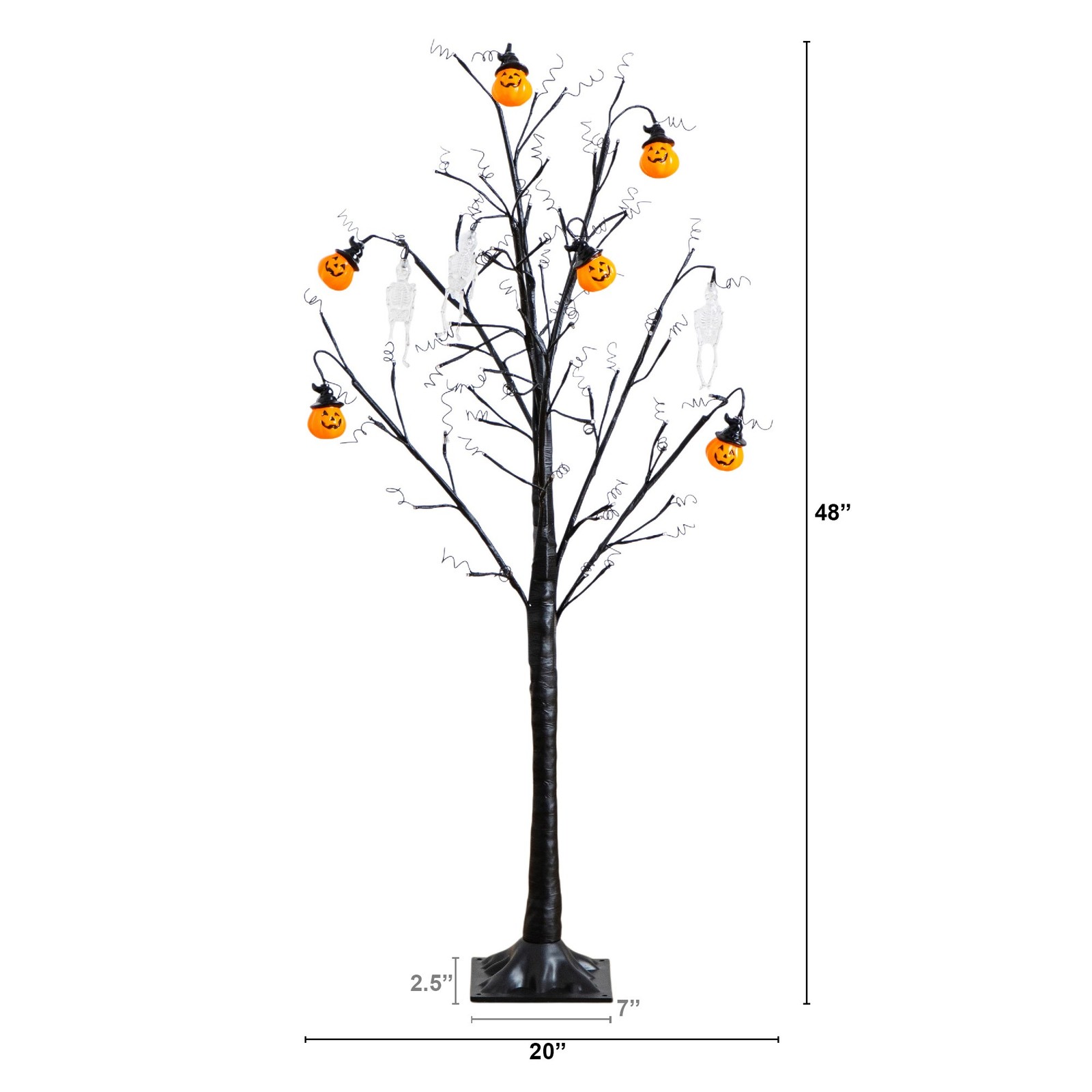 Nearly Natural 4ft Pre-Lit Halloween Pumpkins & Skulls Ornament Tree w/ 64 LED