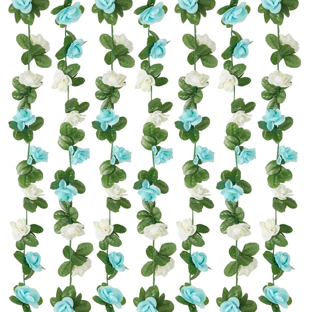 8 Pcs x 8.2 ft Flower Garland Artificial Rose Vine Flowers Green Leaves