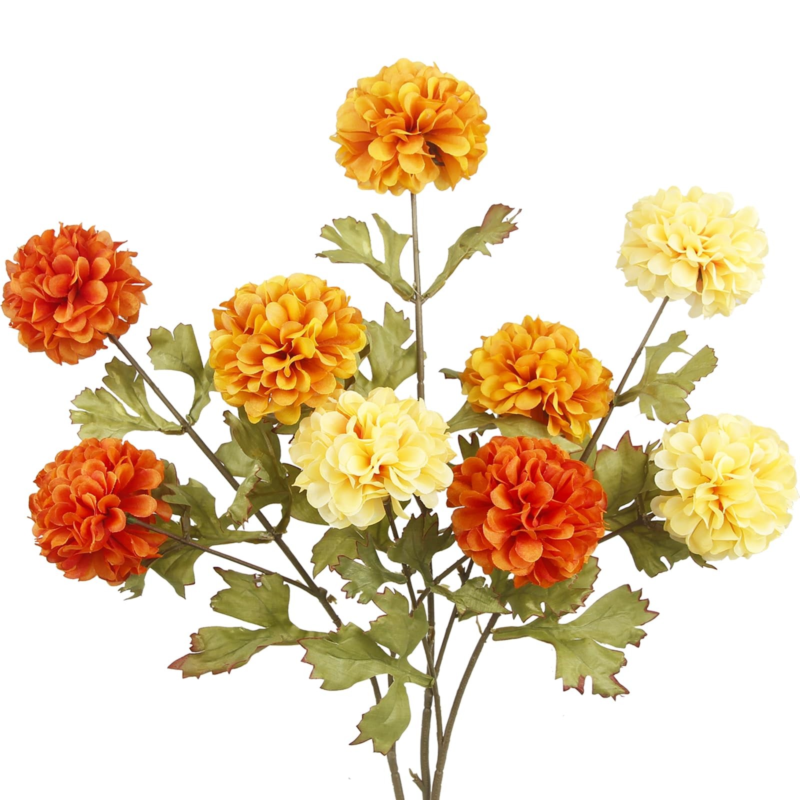 3 Pcs Artificial Marigold Flowers Artificial Chrysanthemums Flower Orange Sil…