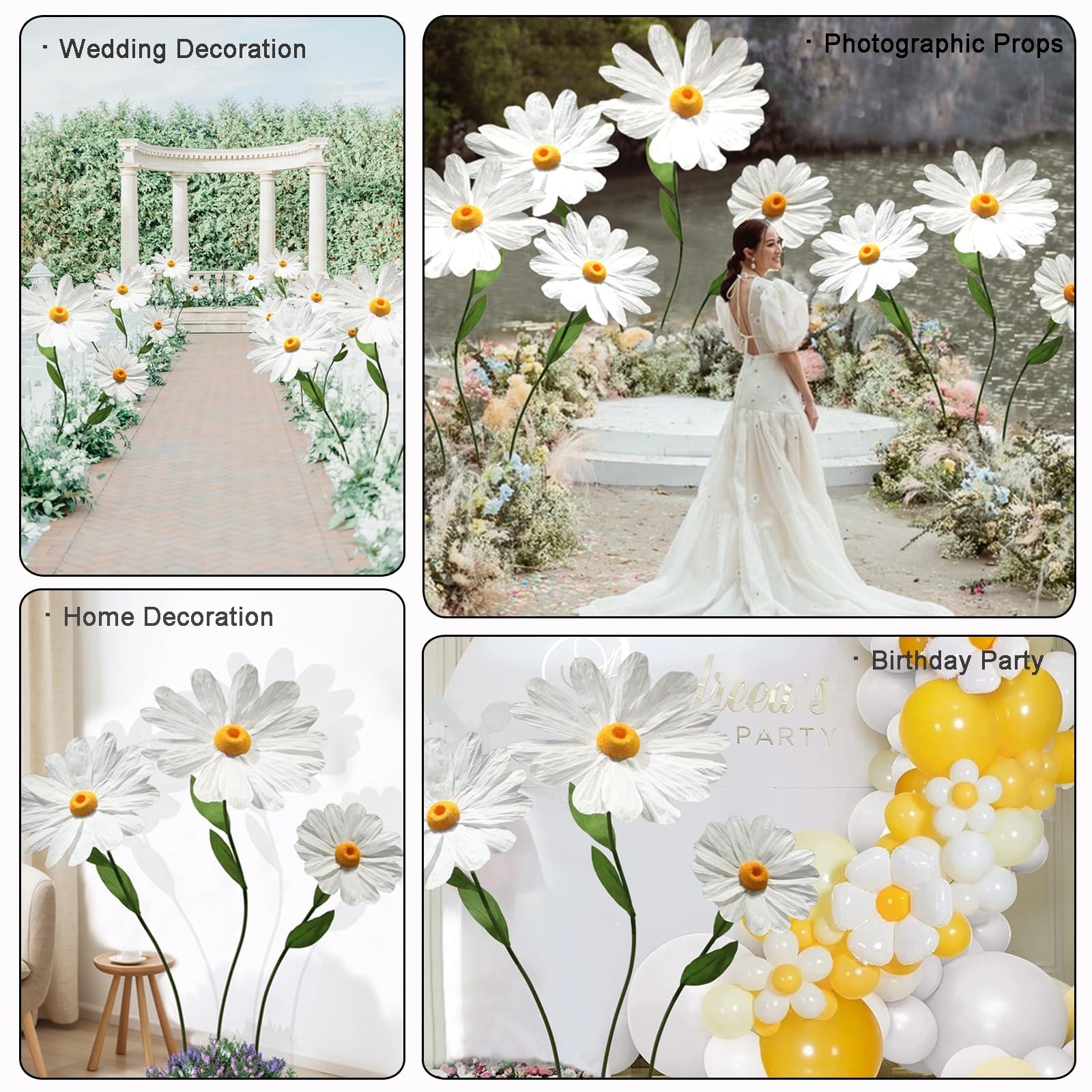 Large Daisy Flowers Artificial,5.9 Ft Giant Paper Flower Decoration,Big Flowe…
