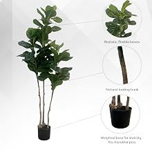 39.4-Inches Artificial Fiddle Leaf Fig Tree in Pot for Indoor Outdoor Home