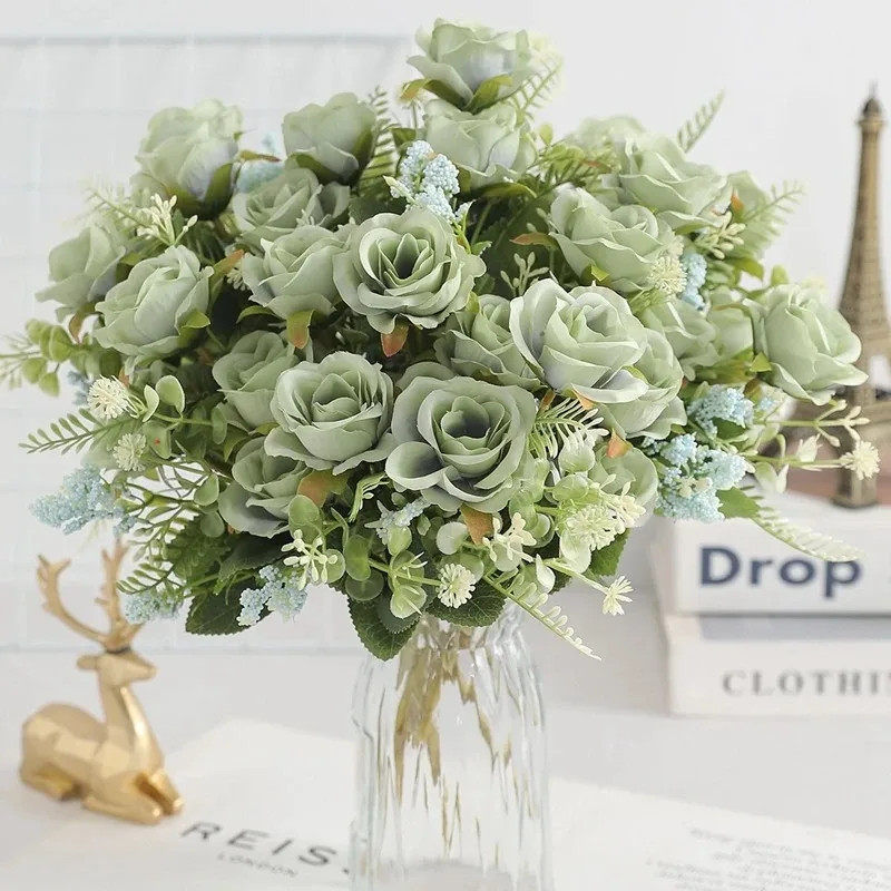 5 Heads Artificial Rose Bouquet for Home, Wedding & Party Decor