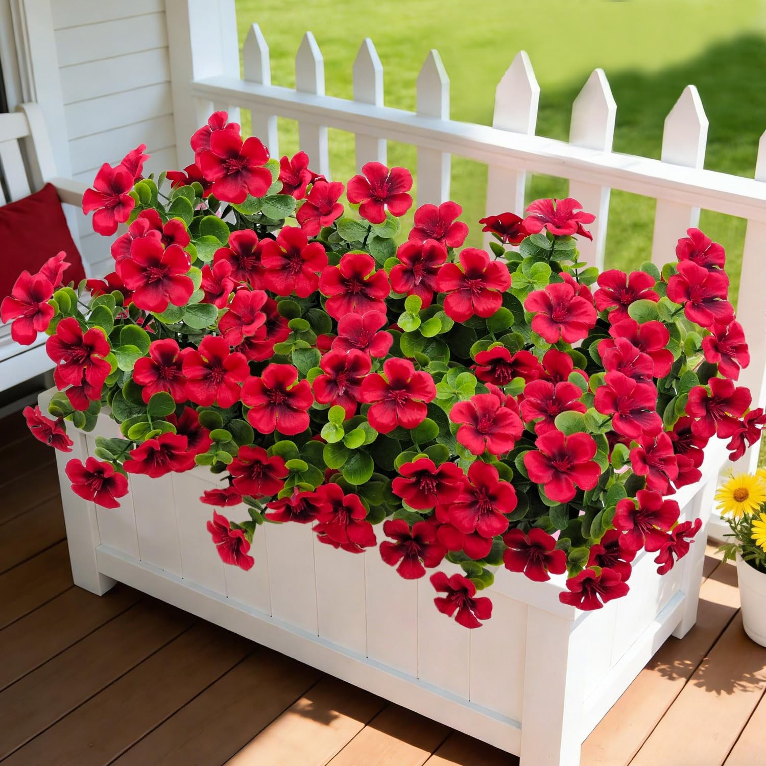 4 Bundles Large Artificial Geranium Flowers for Outdoors UV Resistant Faux Si…