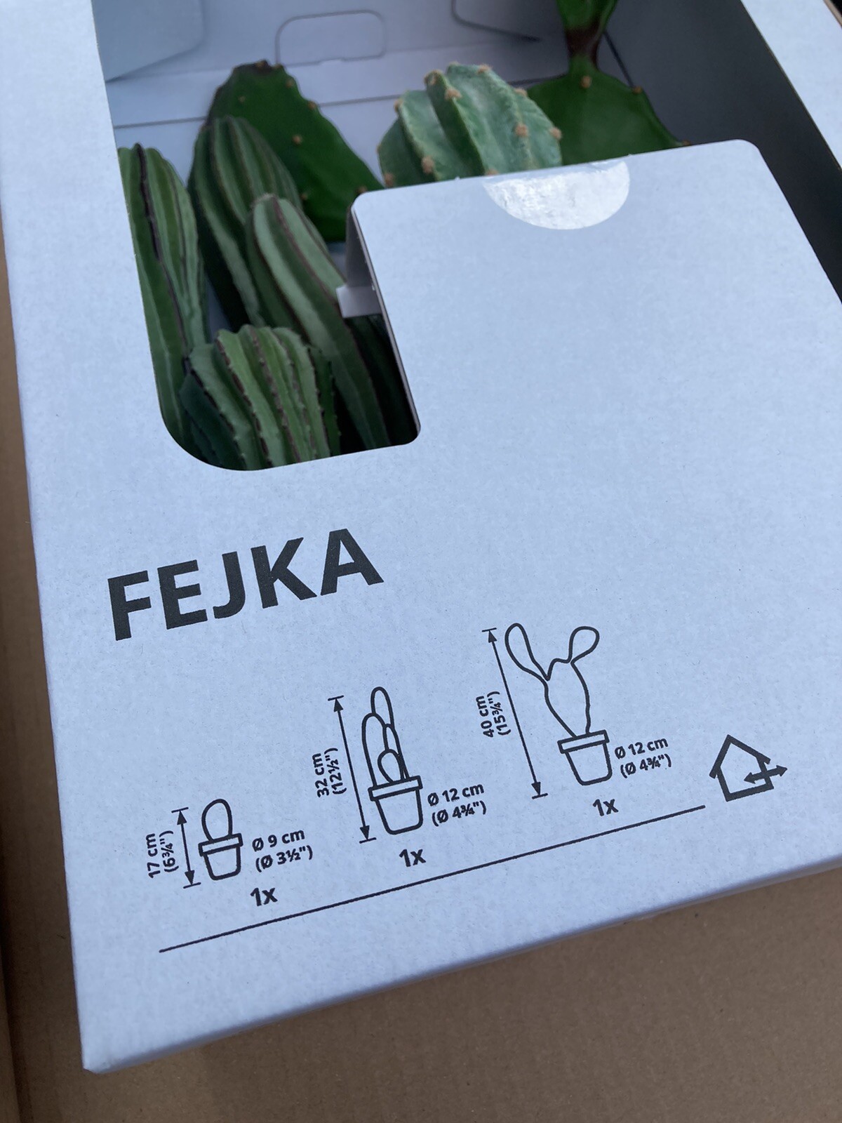 Set Of 3 IKEA FEJKA Artificial Potted Cactus Plant 6 3/4”, 12 1/2”, 15 3/4”, New