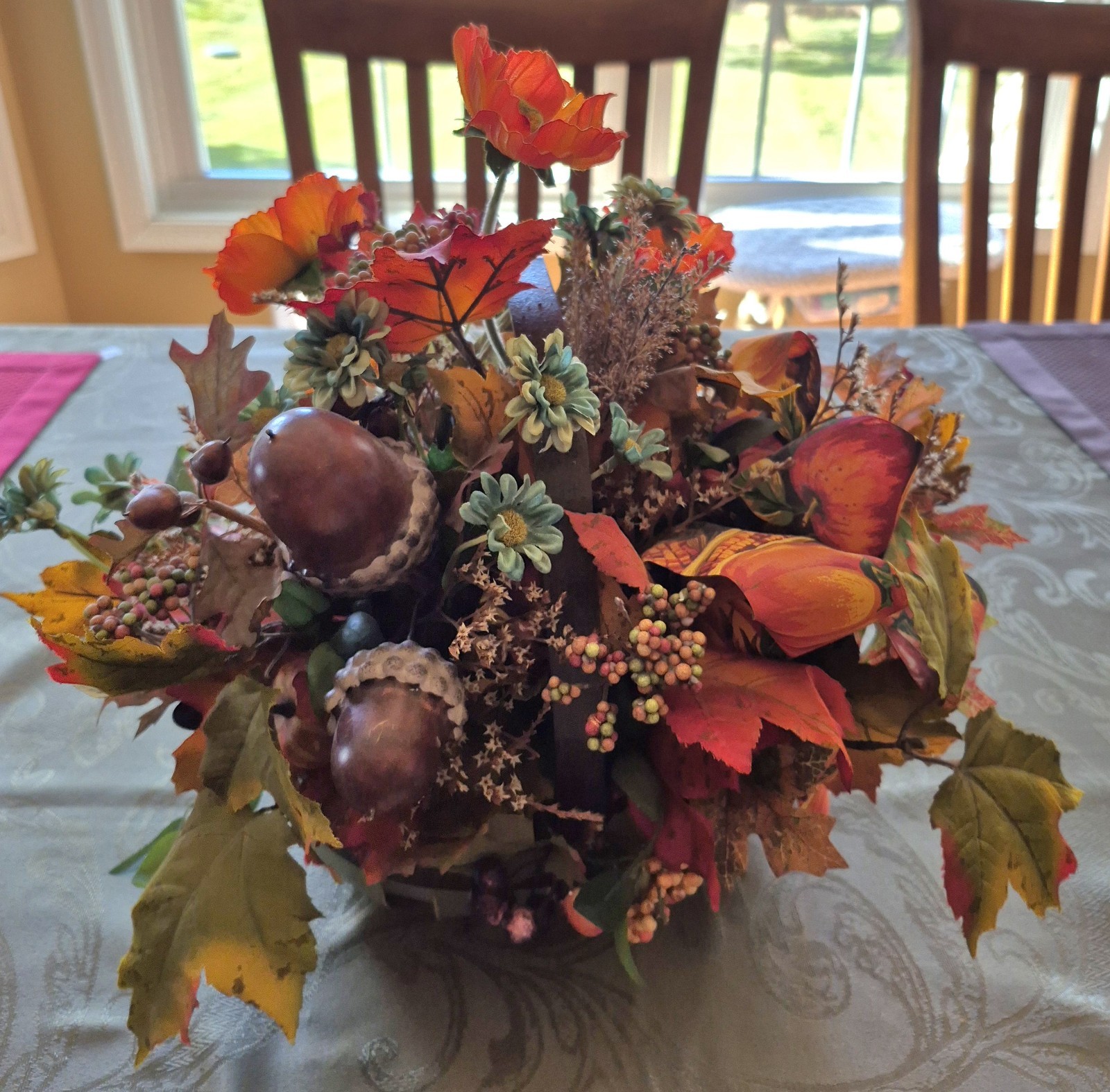 Autumn Fall Floral Basket Centerpiece Arrangement 18″