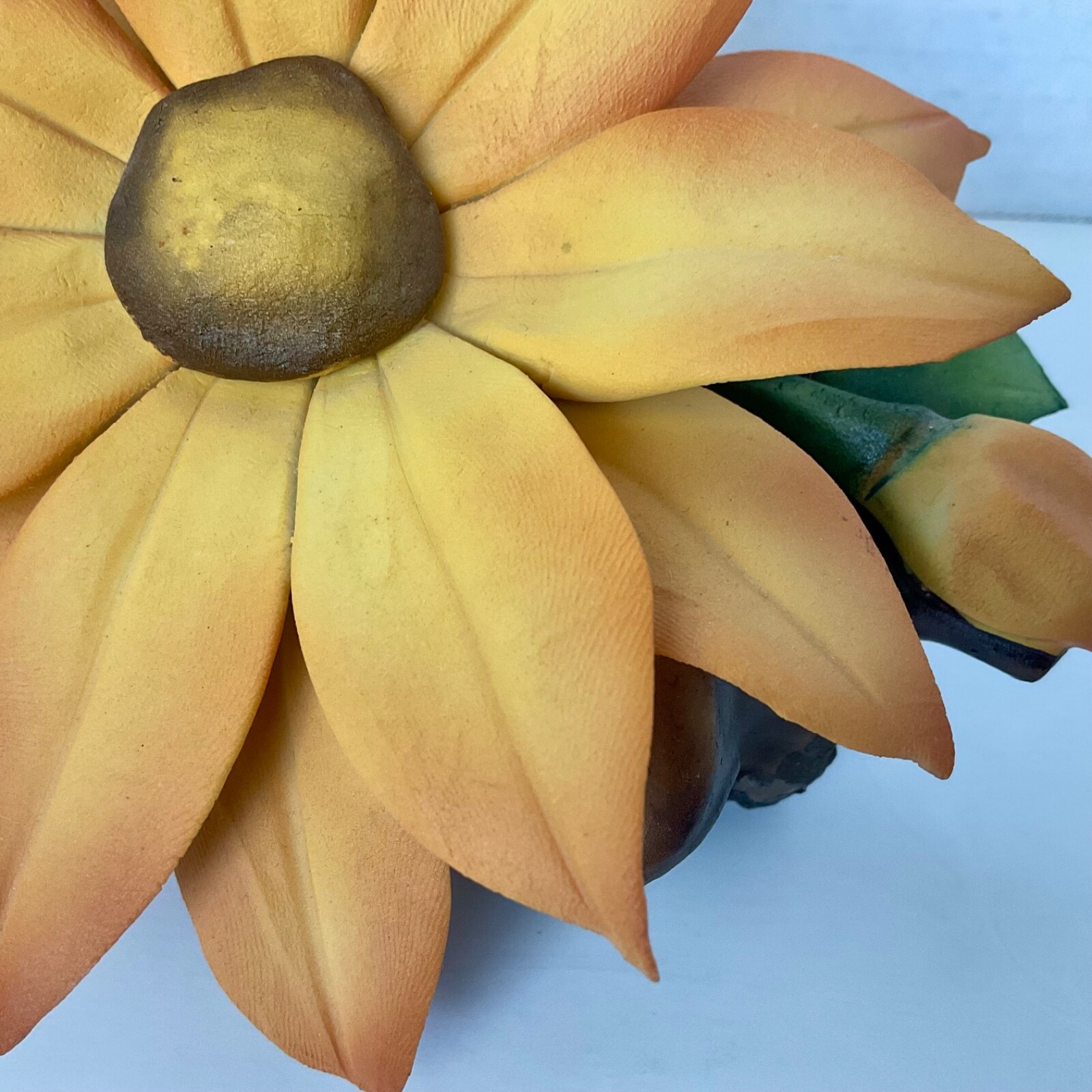 Capodimonte Orange Black Eyed Susan Floral Sculpture Made In Italy 6 3/4” VTG