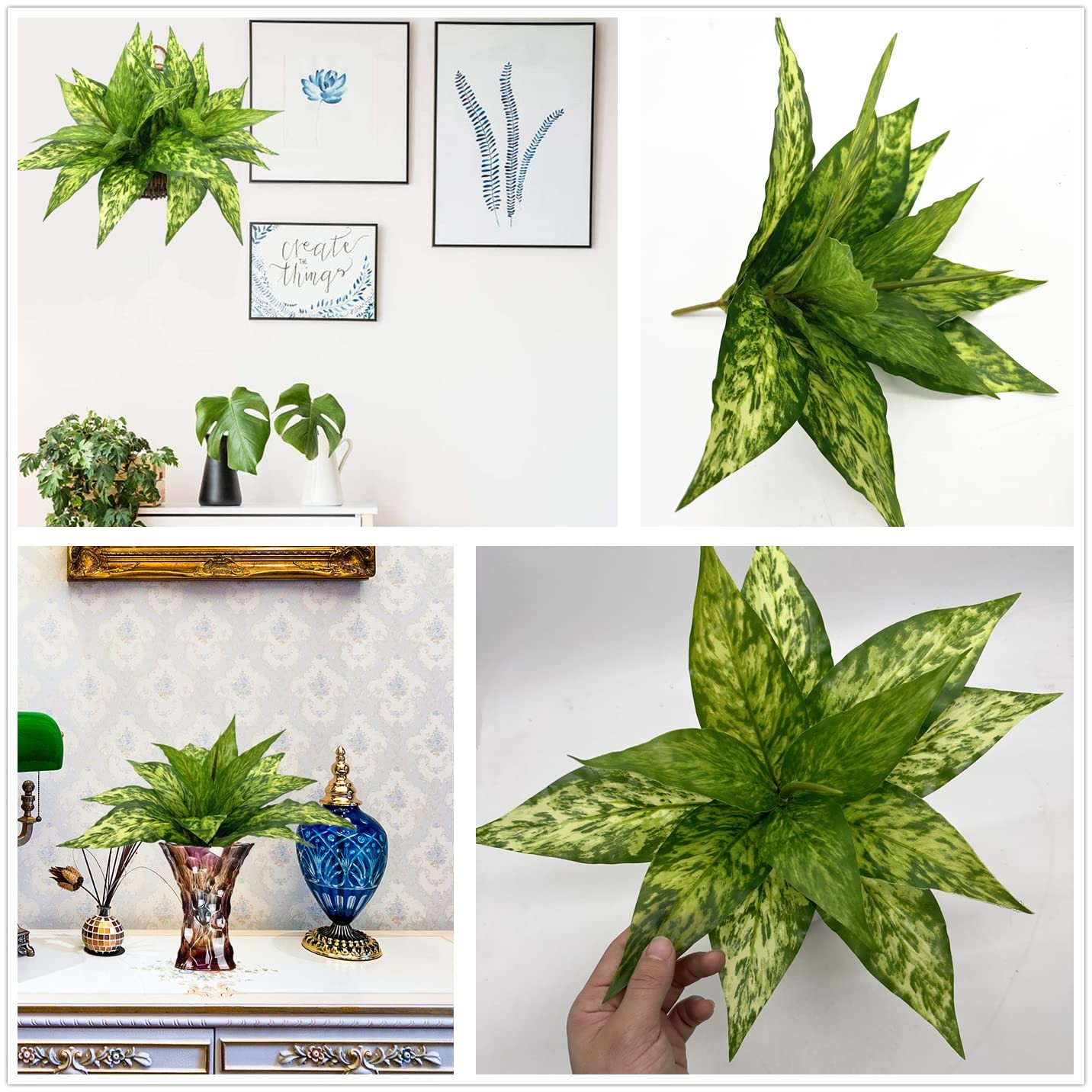 Artificial Agave Fake Plants, Faux Shrubs Grass Bushes Plant Plastic Flowers …