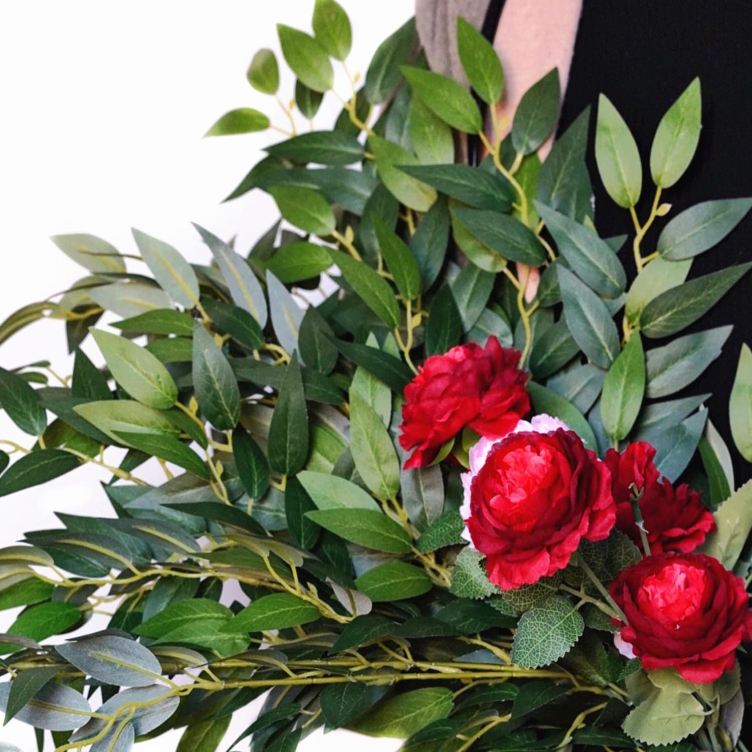 8pcs Italian Ruscus Artificial Leaves with Stems, Green Silk Leaf Wedding Arc…