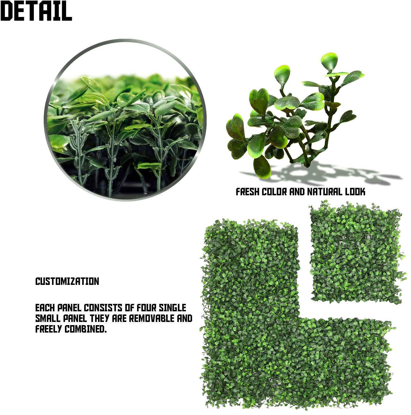 20×20″ Artificial Faux Milan Leaves Greenery Fence Screen Wall Decor Panel