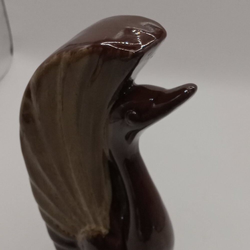 SWAN Brown Long Neck Bird and Console BOWL MCM Vintage REDWARE Japan