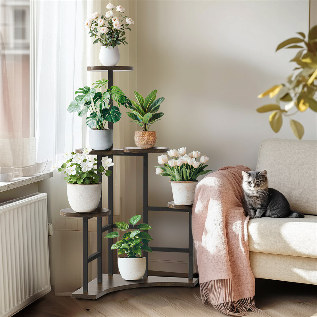 6 Tiers Triangle Corner Plant Stand Flower Pots Holder Rack Indoor Outdoor Patio