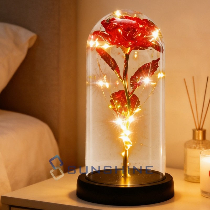 Eternal Crystal Rose Gifts for Women, Preserved Real Forever in Glass Dome Rose