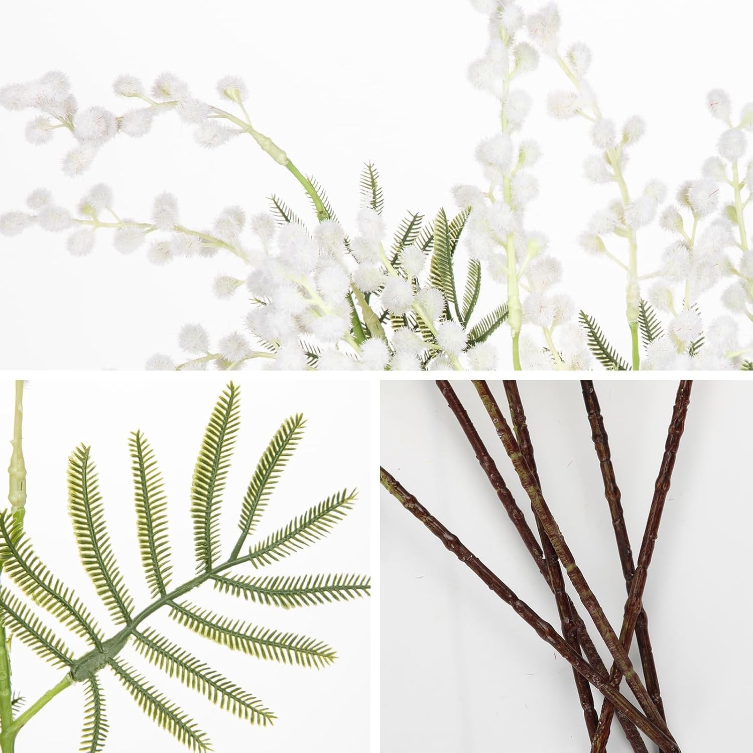 Artificial Mimosa Flowers 16.5″ 6PCS Yellow And White Acacia Spring Stems