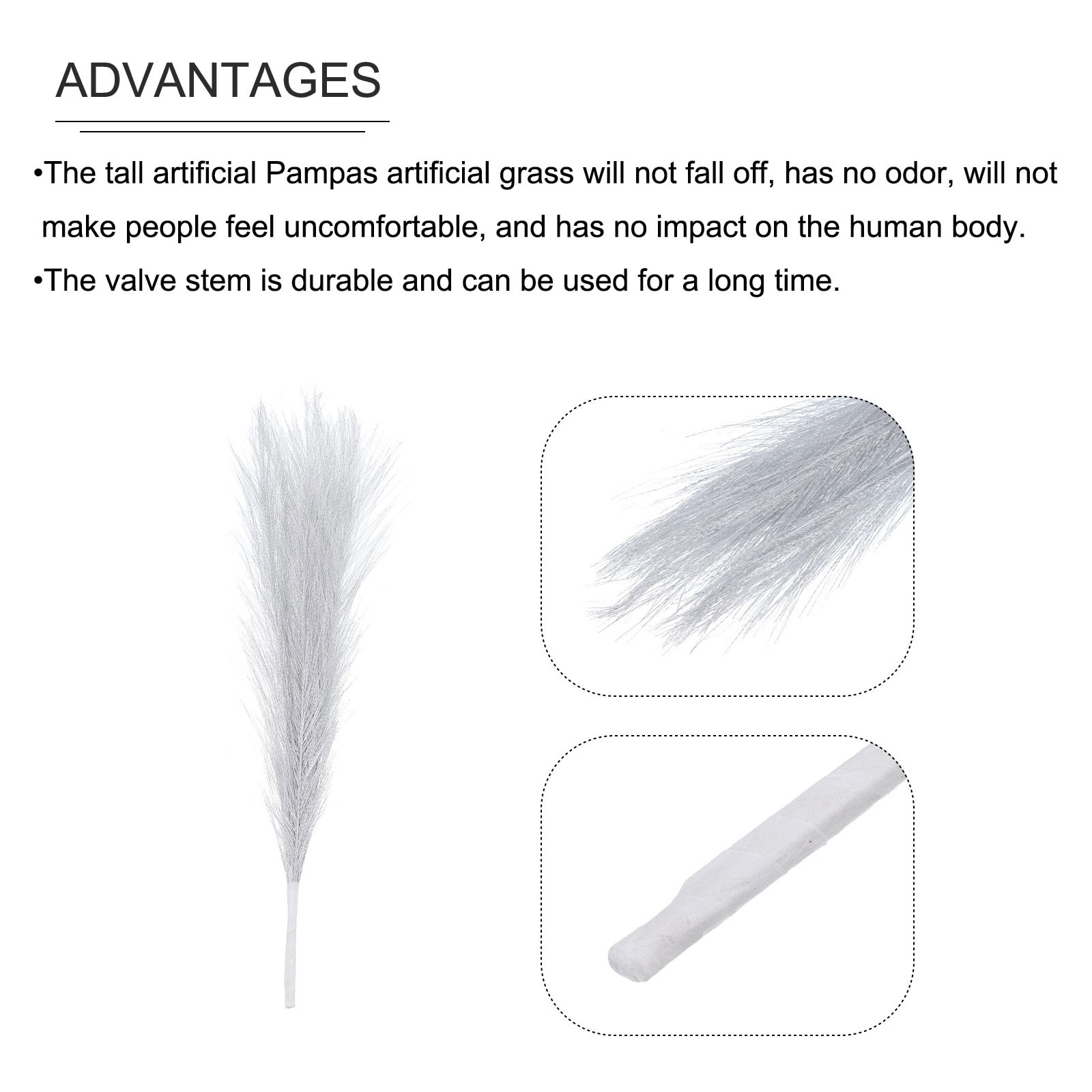 6 x Faux Pampas Grass Fake Pampas Grass Decor 17.7″/45cm Golden