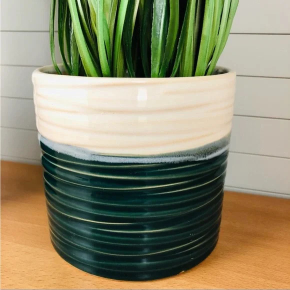2-Pack Crate & Barrel Artificial Onion Grass in Porcelain Pots *NEW
