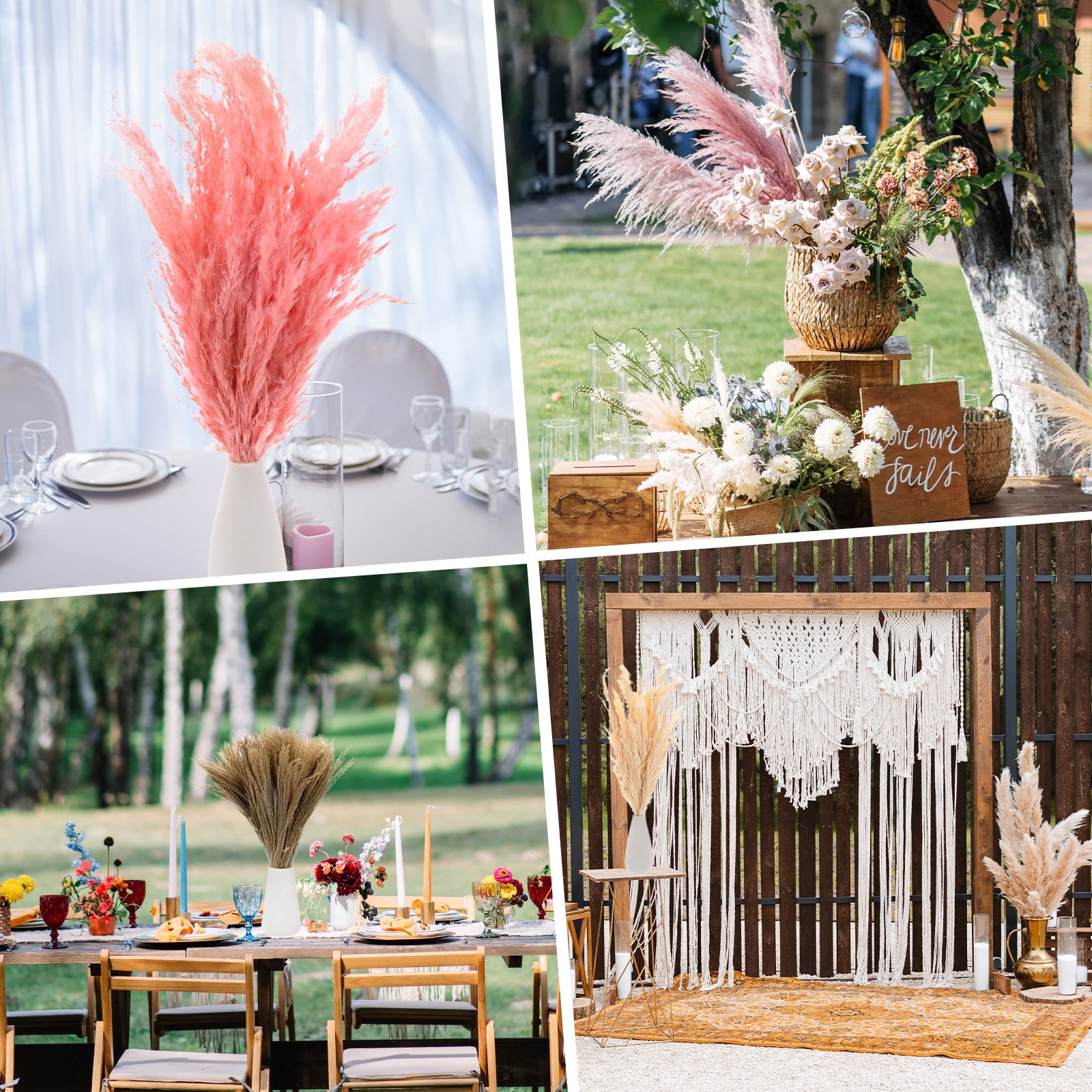 10-Pack Faux Pampas Grass 18 Inch for Home Decor/Wedding [Pink]