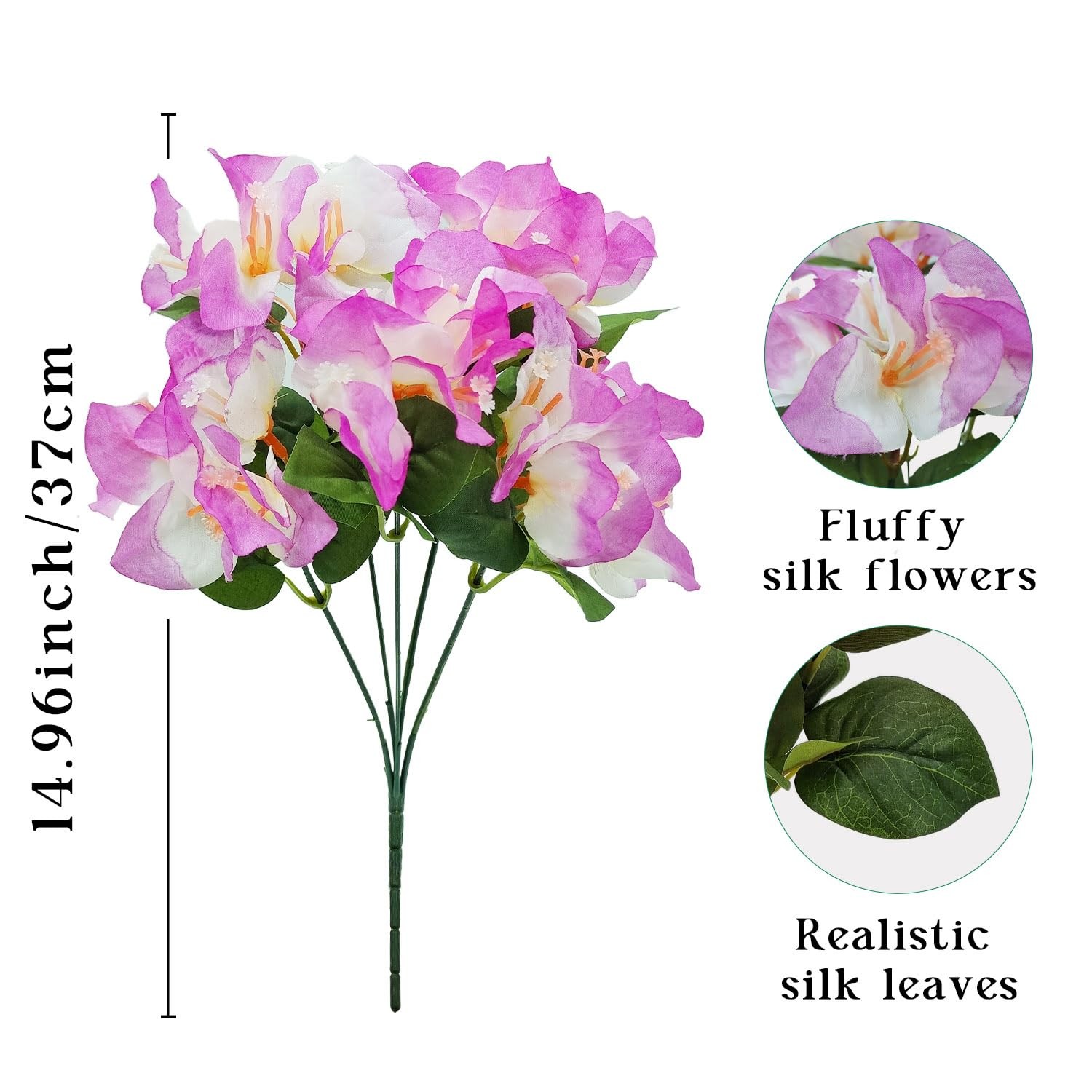 8 Bundles Artificial Flowers for Outdoors UV Resistant Fake Bougainvillea Sil…