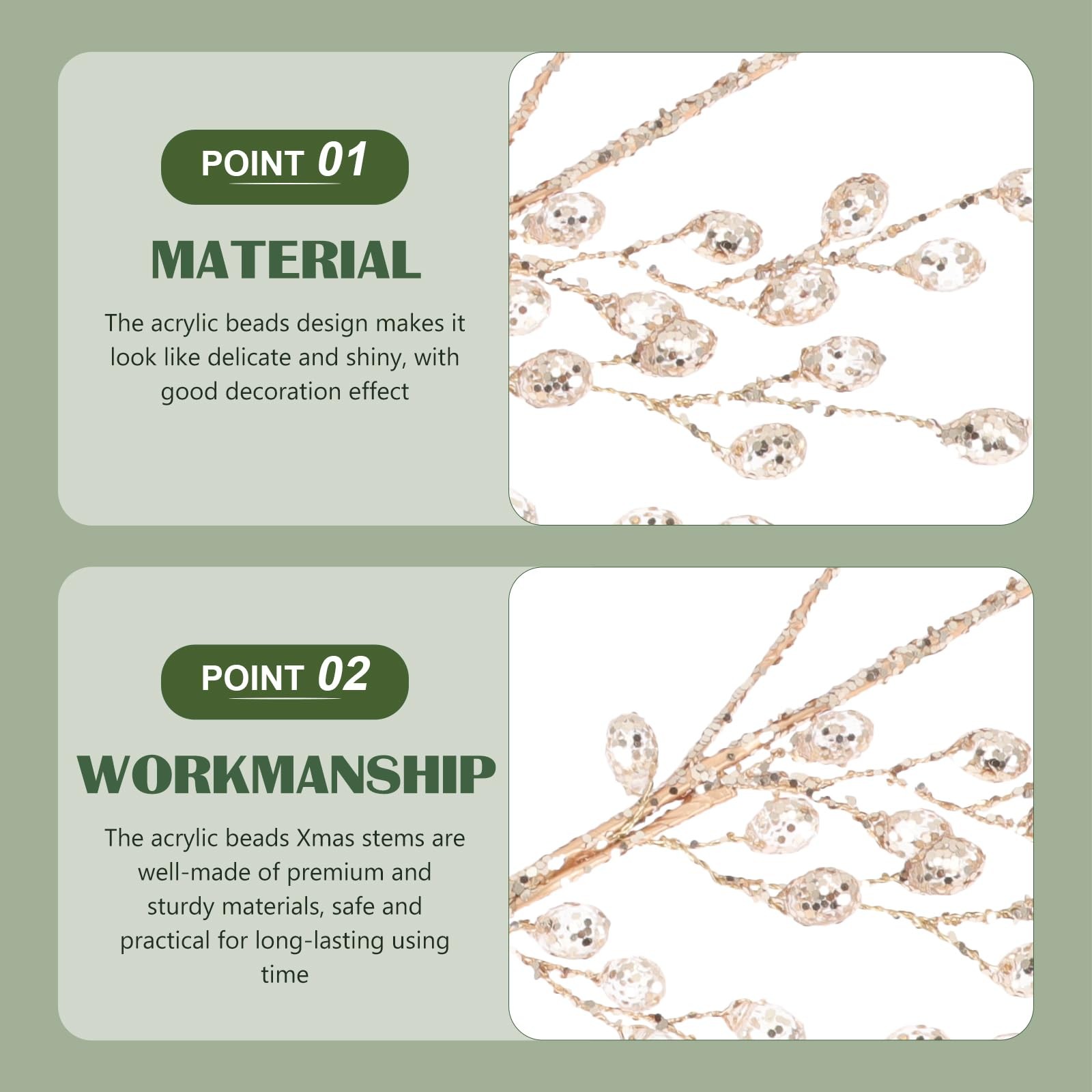 2PCS Acrylic Bead Drop Crystal Flower Stem Branches, Artificial Flower Twigs …