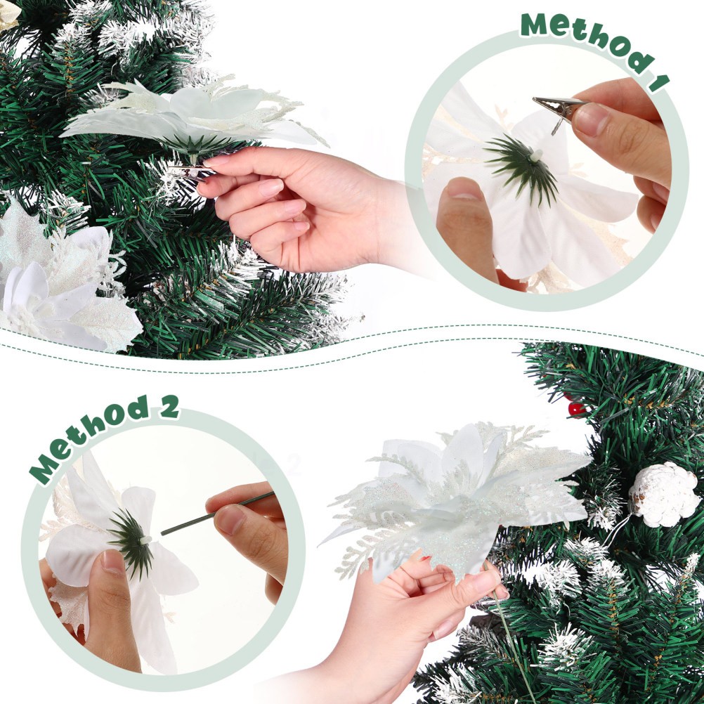 Christmas Decorations Artificial Poinsettias Flower Flowers White