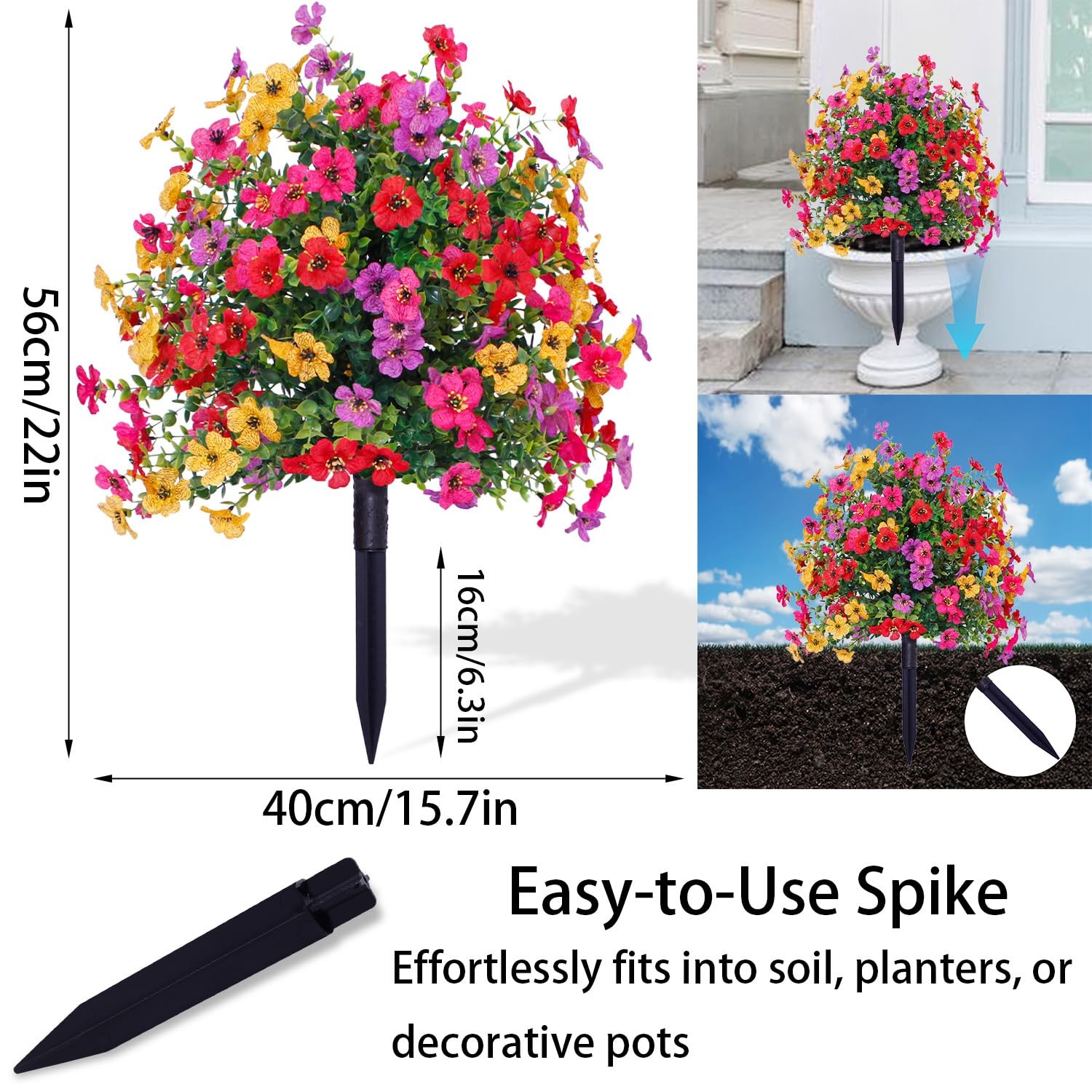 Wsinidier 22’’ Outdoor Artificial Flowers Topiary Ball,2 Set of UV-Resistant …