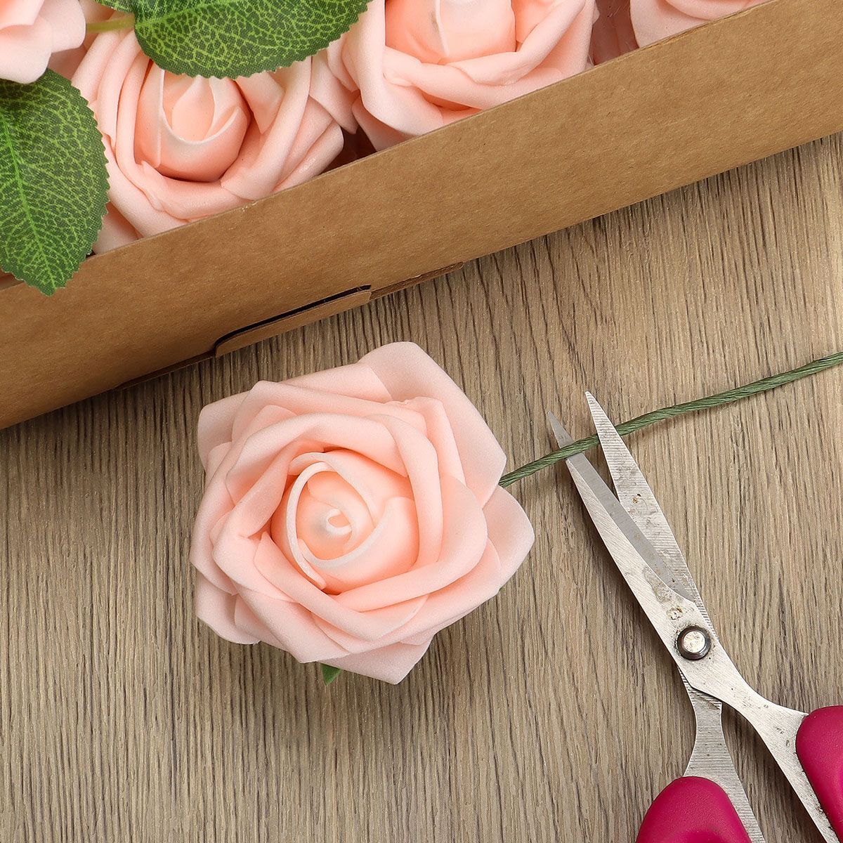 25/50pcs Flowers Artificial Real Looking Foam Rose Decoration DIY for Wedding US