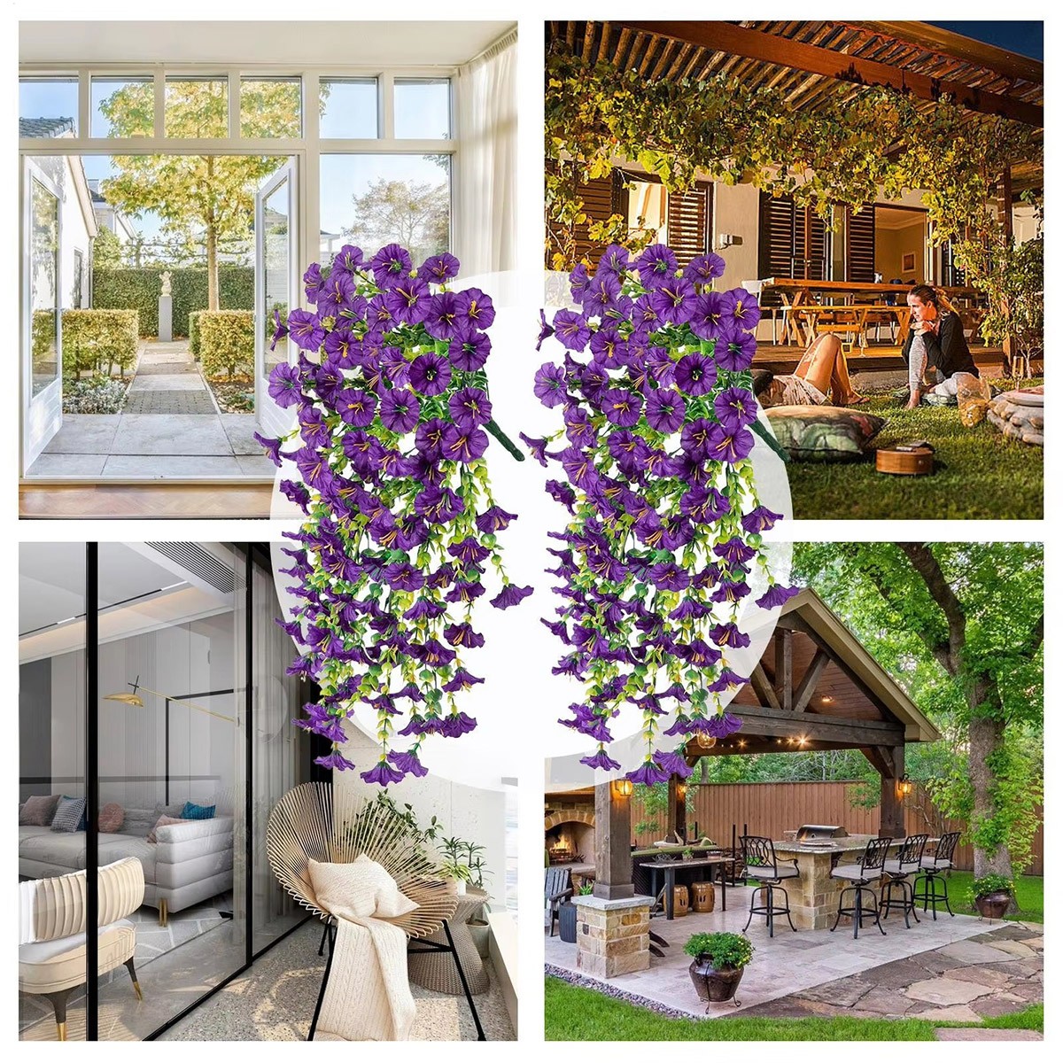 4/8Pcs Faux Floral Wreath Indoor Outdoor Flower Wedding Holiday Wall Home Decor