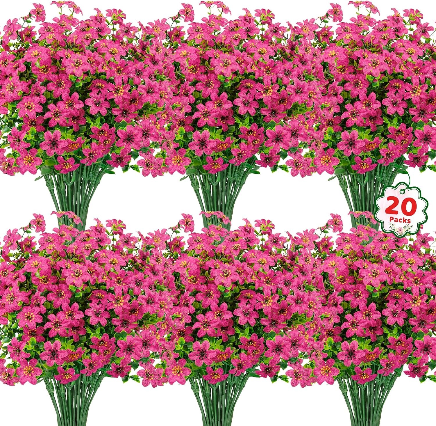 20 Bundles Artificial Flowers UV Resistant Silk Flowers Outdoor Indoor Decor