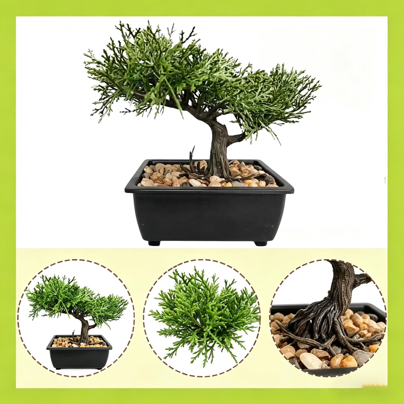 Artificial Bonsai Tree Juniper Faux Plants Indoor Small Fake Plants Decor wit…