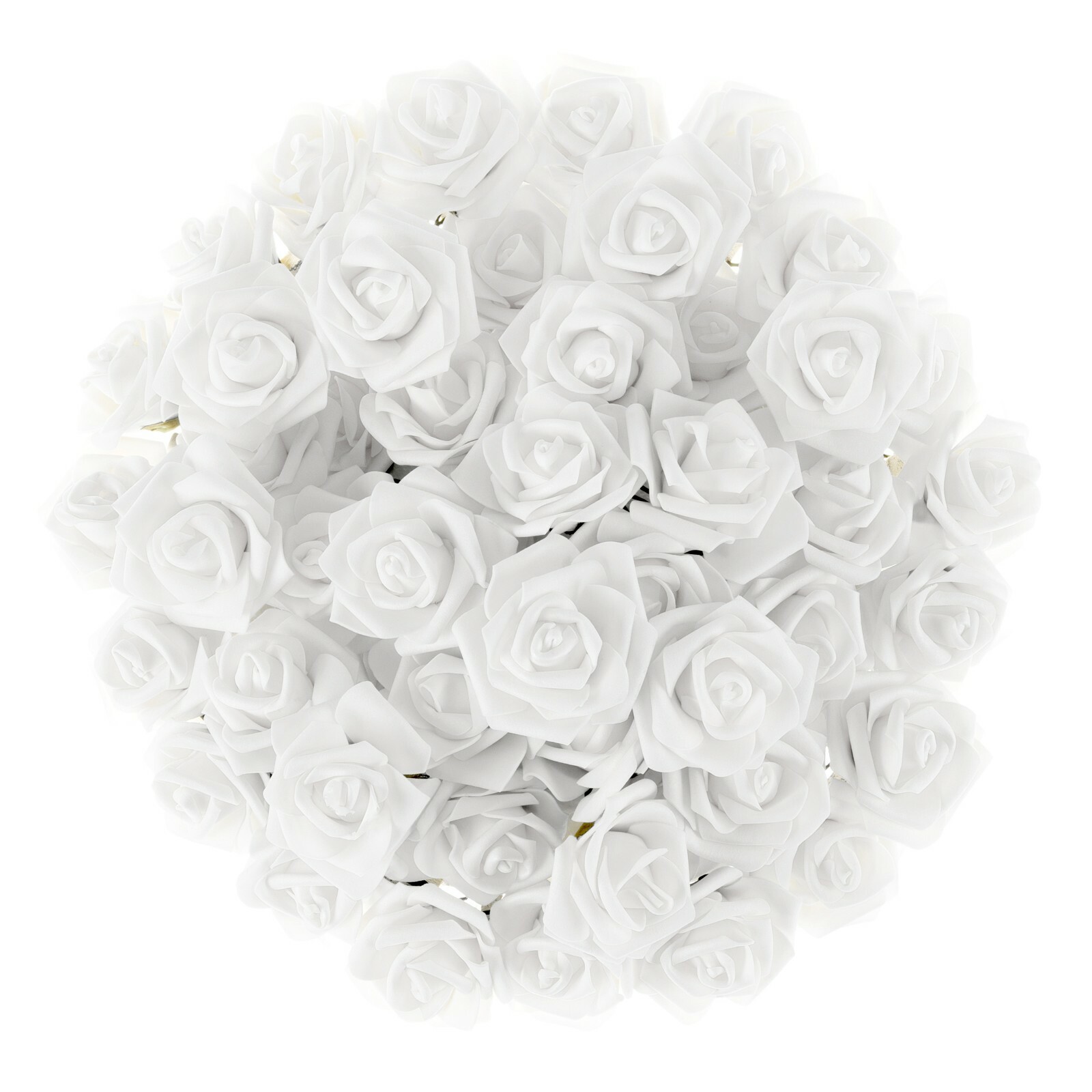 Artificial Roses with Stems Fake Flowers 50 Pc Set by Pure Garden, WHITE