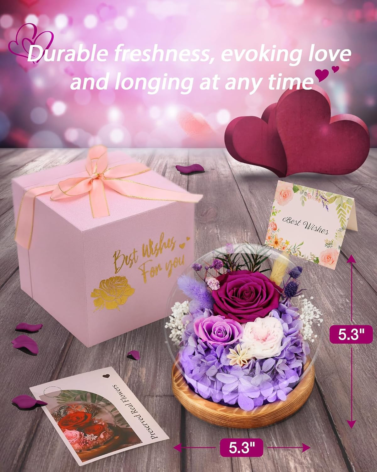 Preserved Rose Forever Flower with Light, Flowers for Delivery Prime, Birthday G