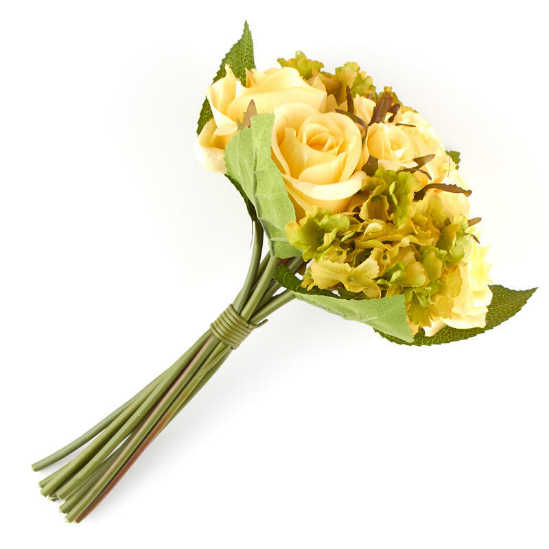 Yellow and Green Hydrangea and Rose Standing Bouquet