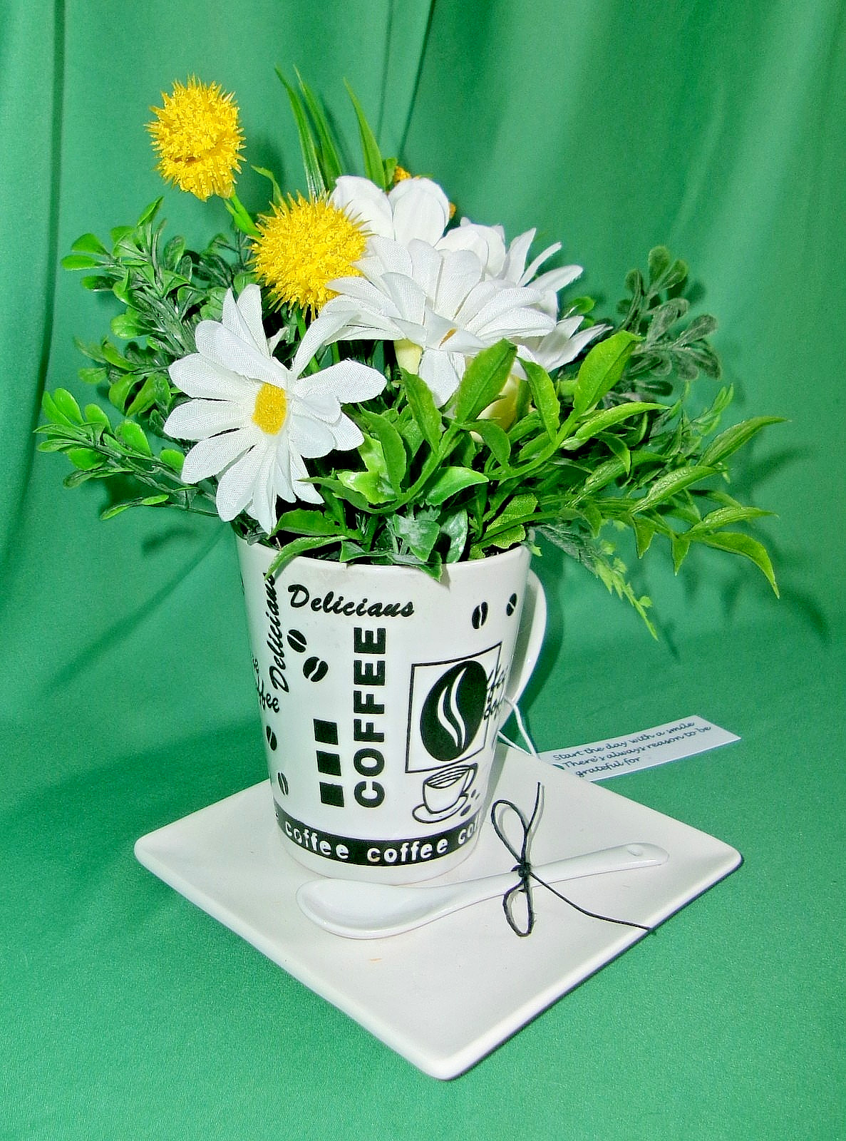 Floral Arrangement Silk Yellow White Home Decoration Counter Kitchen Gift NEW