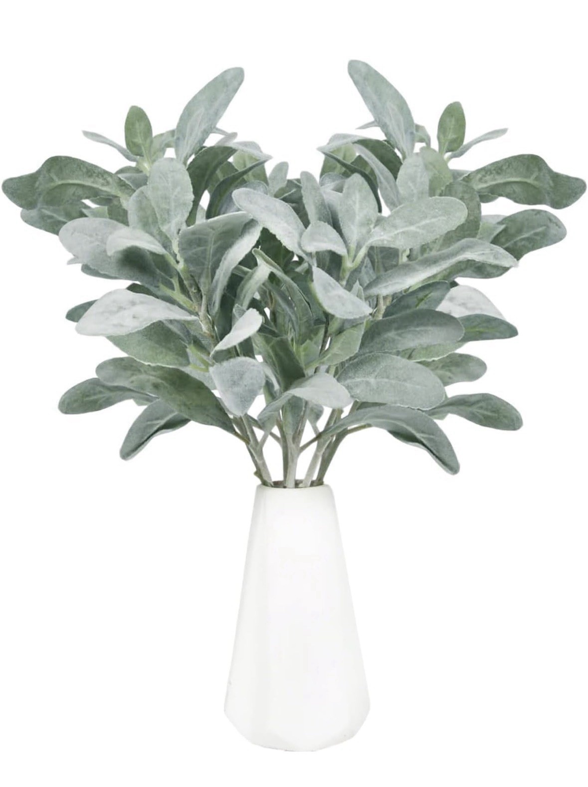 Tinsow Artificial Flocked Lambs Ear Leaves, Silver Lamb’s Ear 20 Pc Stems Floral