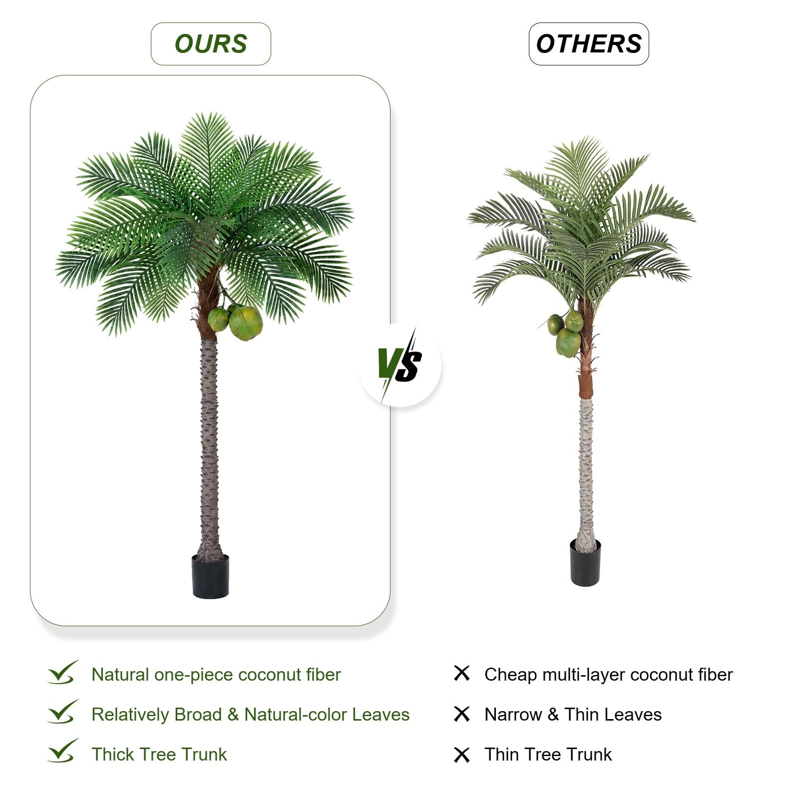 7ft Tall Artificial Phoenix Palm Tree with 3 Coconut Fruits, Large Fake Tropi…