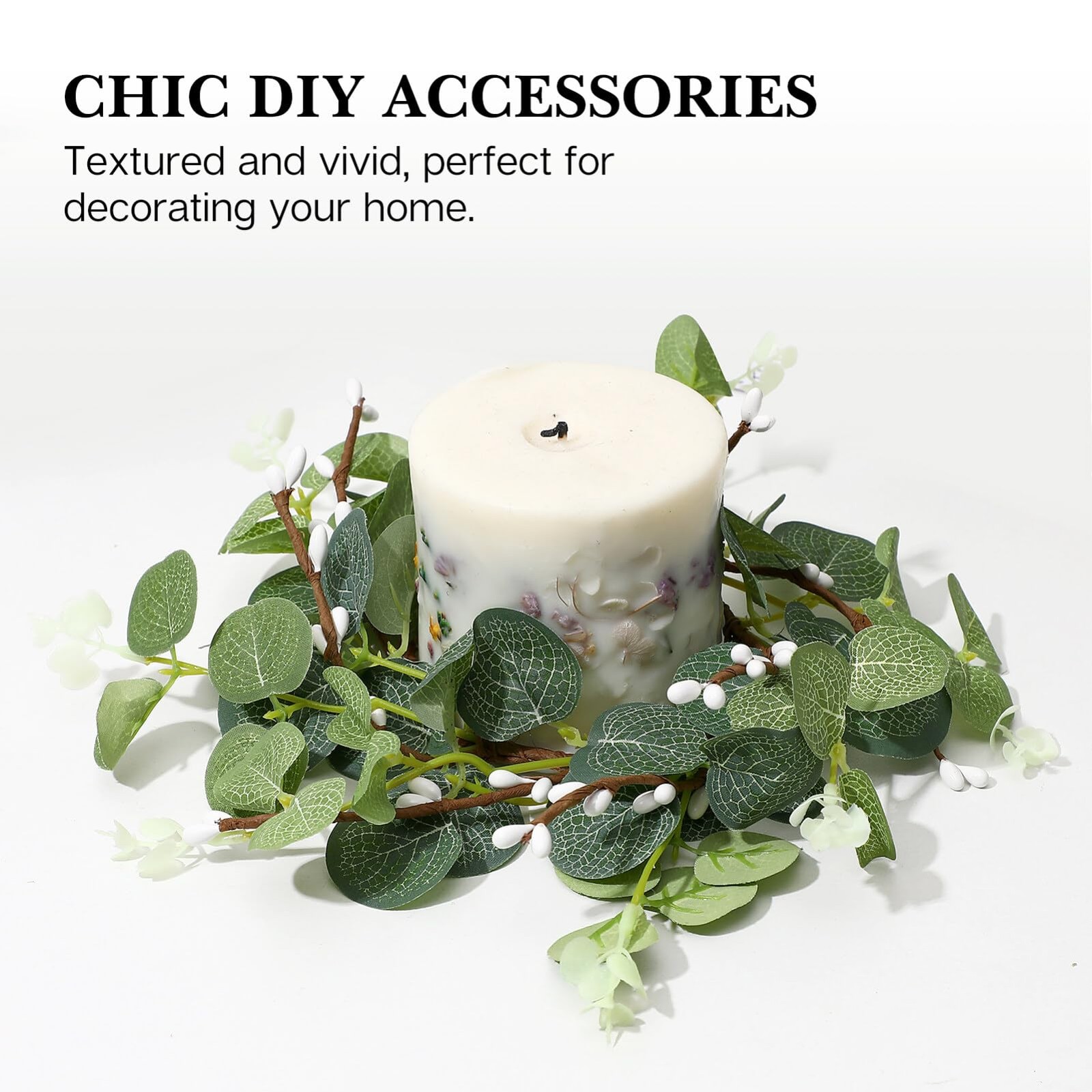 Eucalyptus Candle Rings Wreaths 5.9 Inch Artificial Greenery Mini Centerpiece