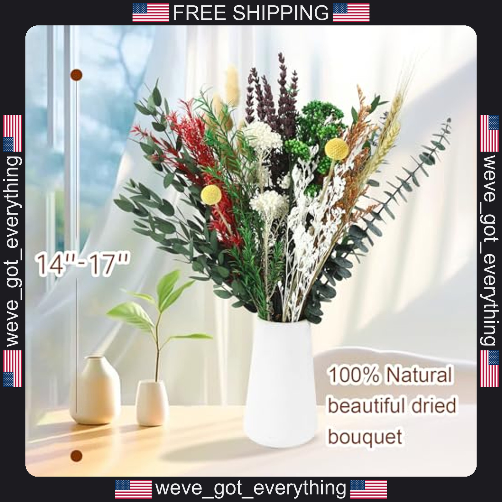 12 Pack Dried Flower Bouquet for Rustic Home Decor and Weddings