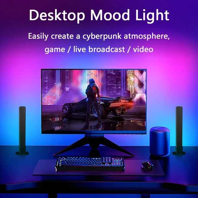 LED Floor Lamp RGB Desktop Colorful Atmosphere Music Night Light Strip WIFI/Blue