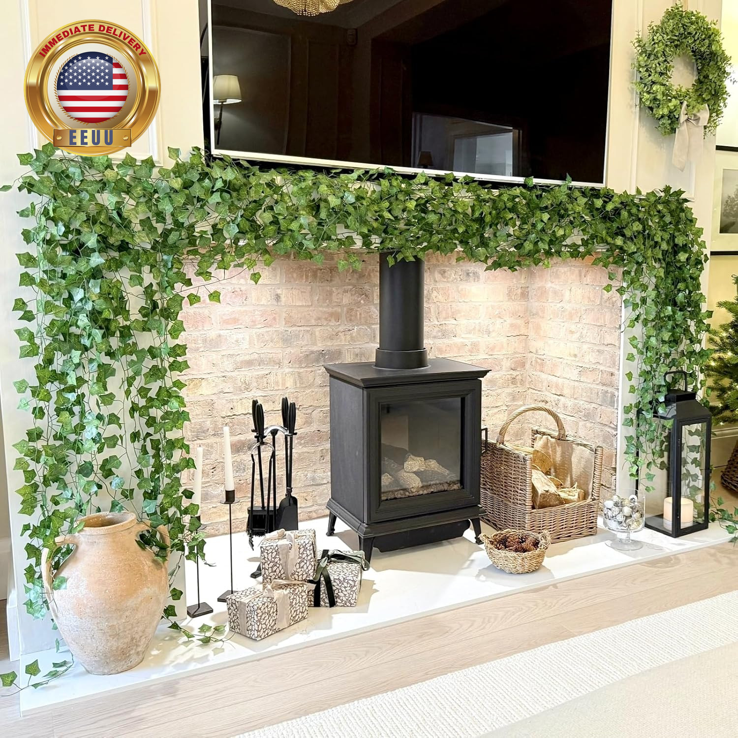 12 Pack 84Ft Artificial Ivy Garland, Fake Vines UV Resistant Greenery Leaves Fak