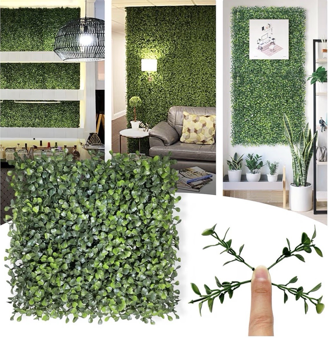 12PCS 10”×10” Boxwood Panels, Artificial Grass Wall Panels Greenery Backdrop