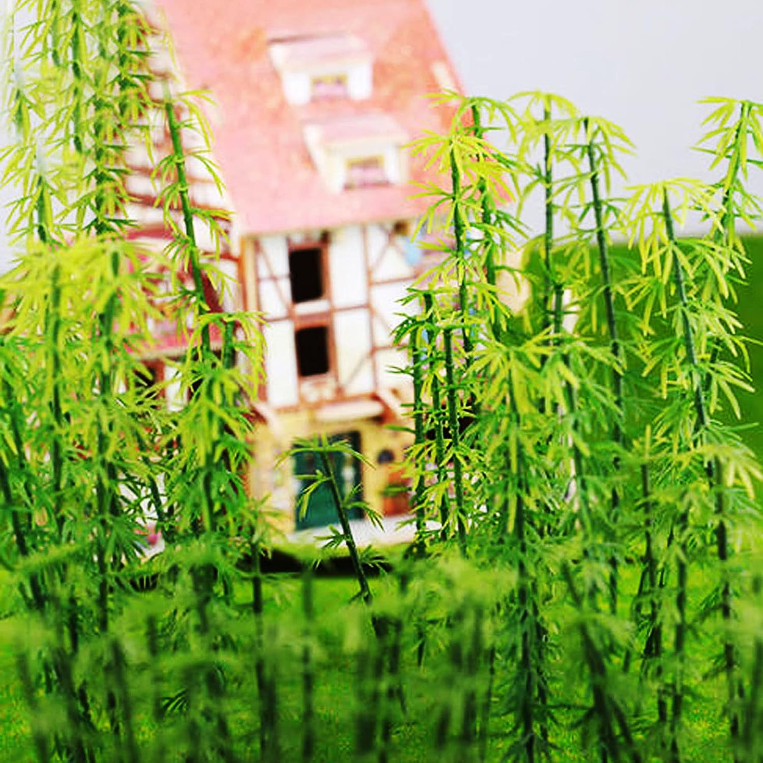 40 PCS Model Bamboo Trees, 2 Size Green Plastic Bamboo Trees for Home Decoration